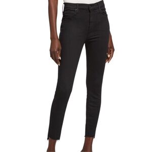 MOTHER Black Stunner Zip Ankle Step Fray